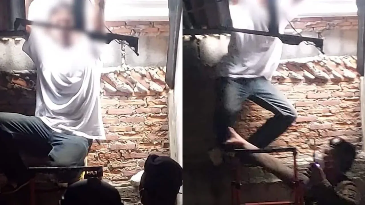 전기충격기로 제압당하는 남성