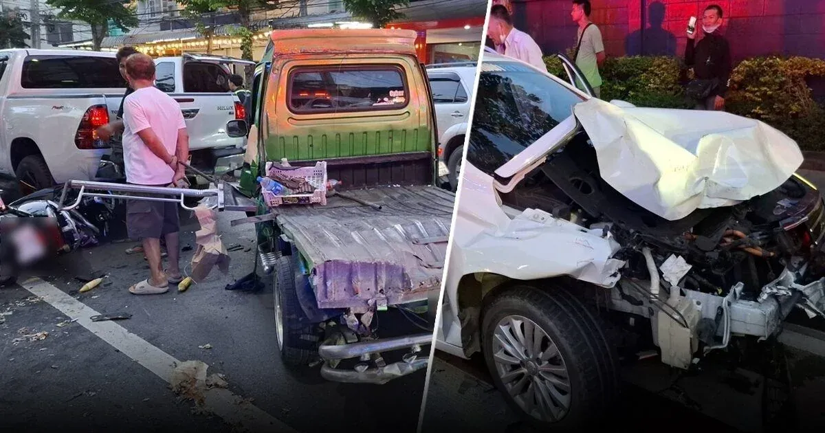 방콕 택시 연쇄 충돌 사고 현장