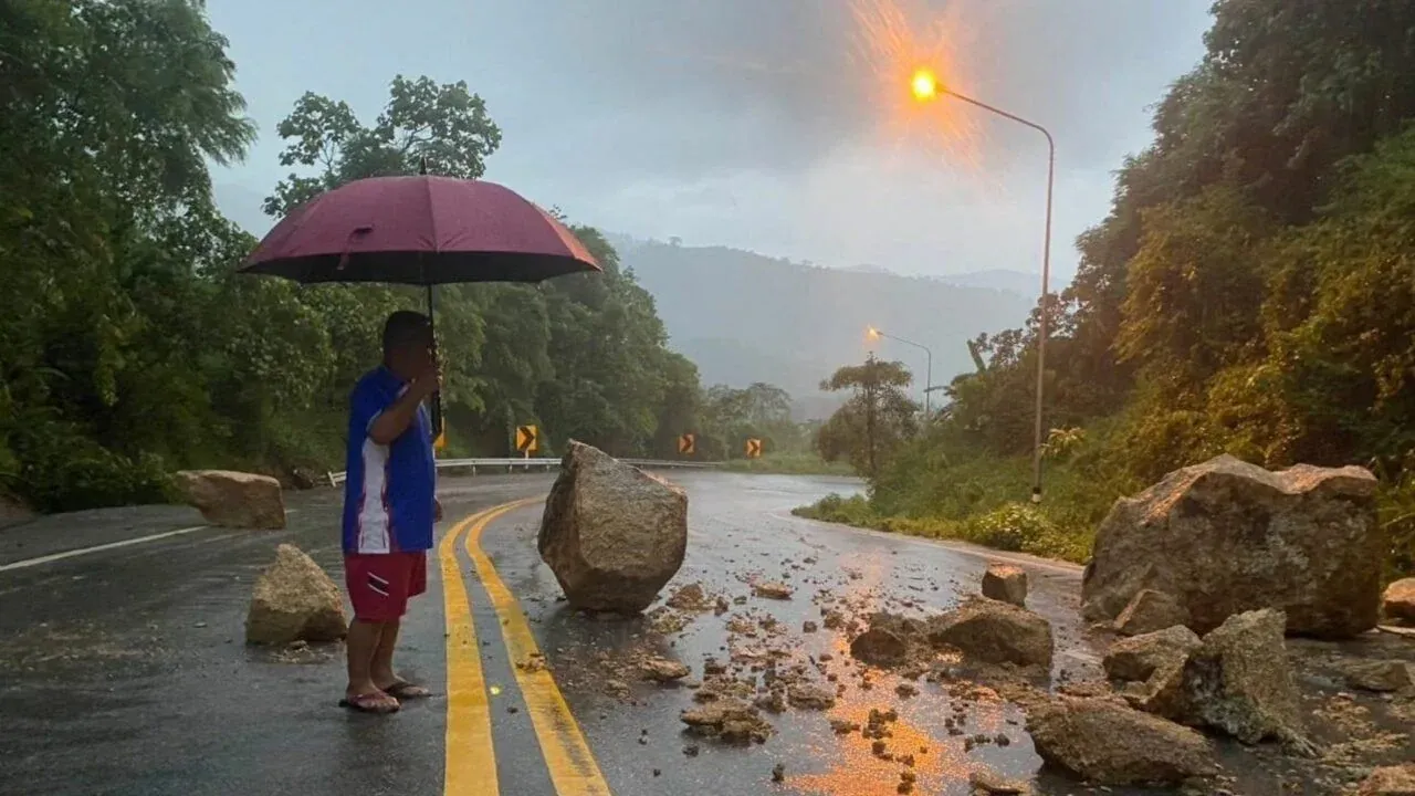 이농 지역 산사태 현장