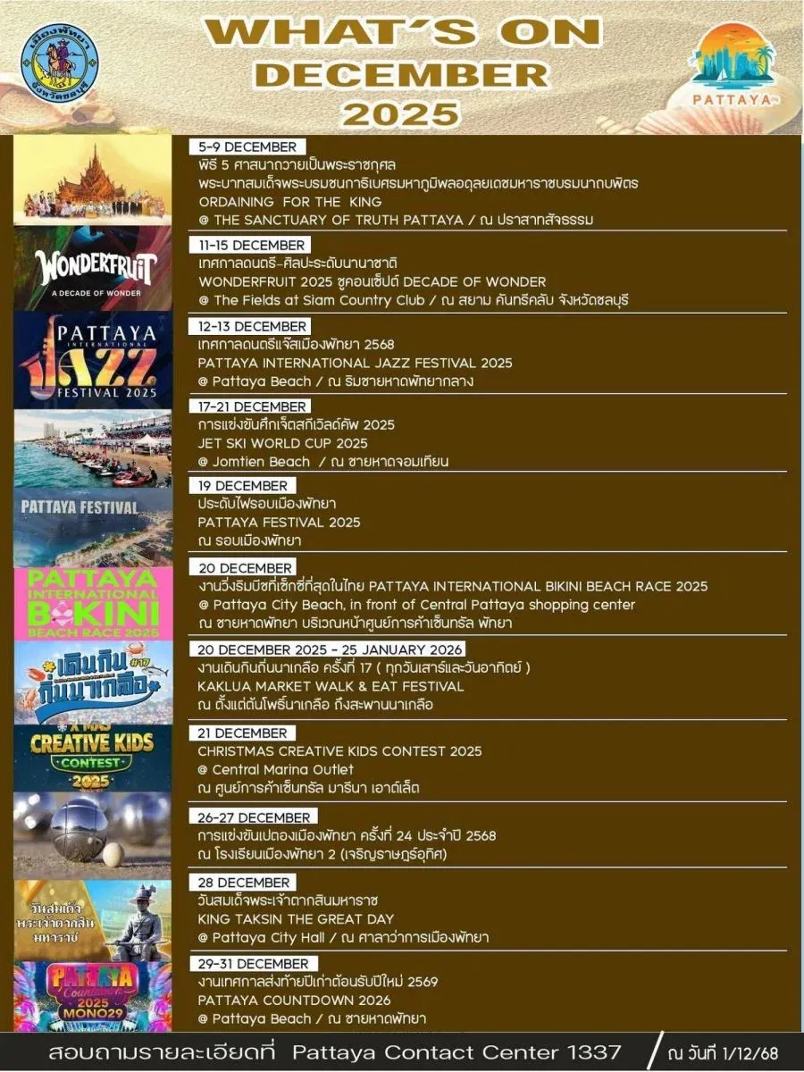 파타야 2025년 12월 이벤트 캘린더