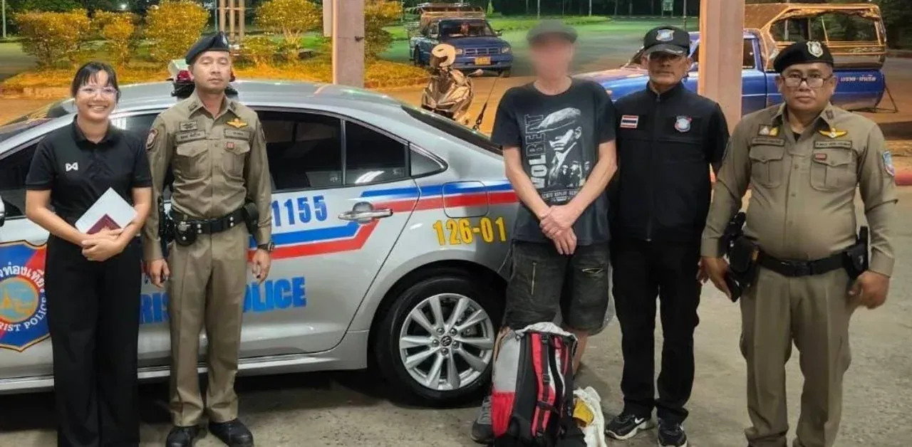 경찰과 대화 중인 덴마크 관광객