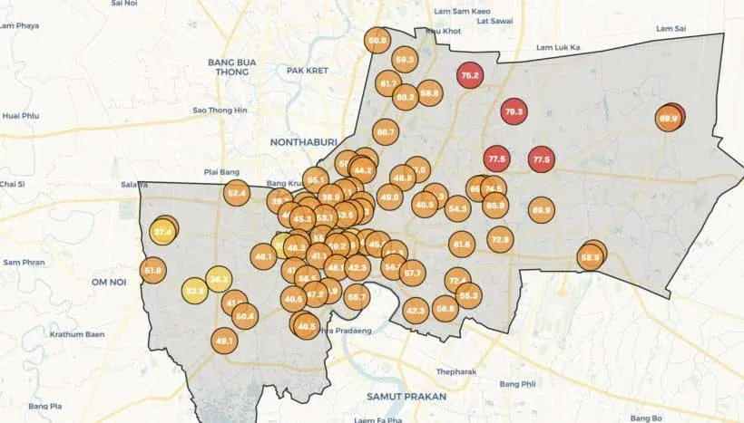 방콕 대기질 악화 현황