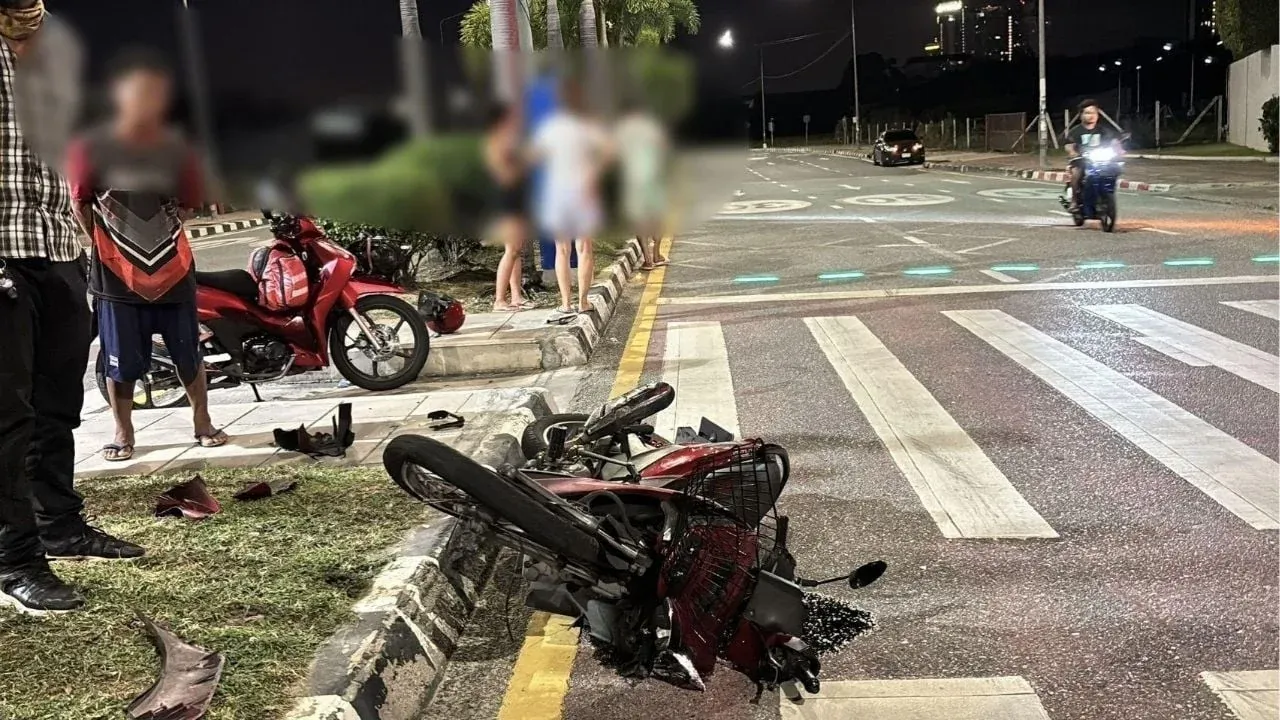 파타야 오토바이 사고 현장