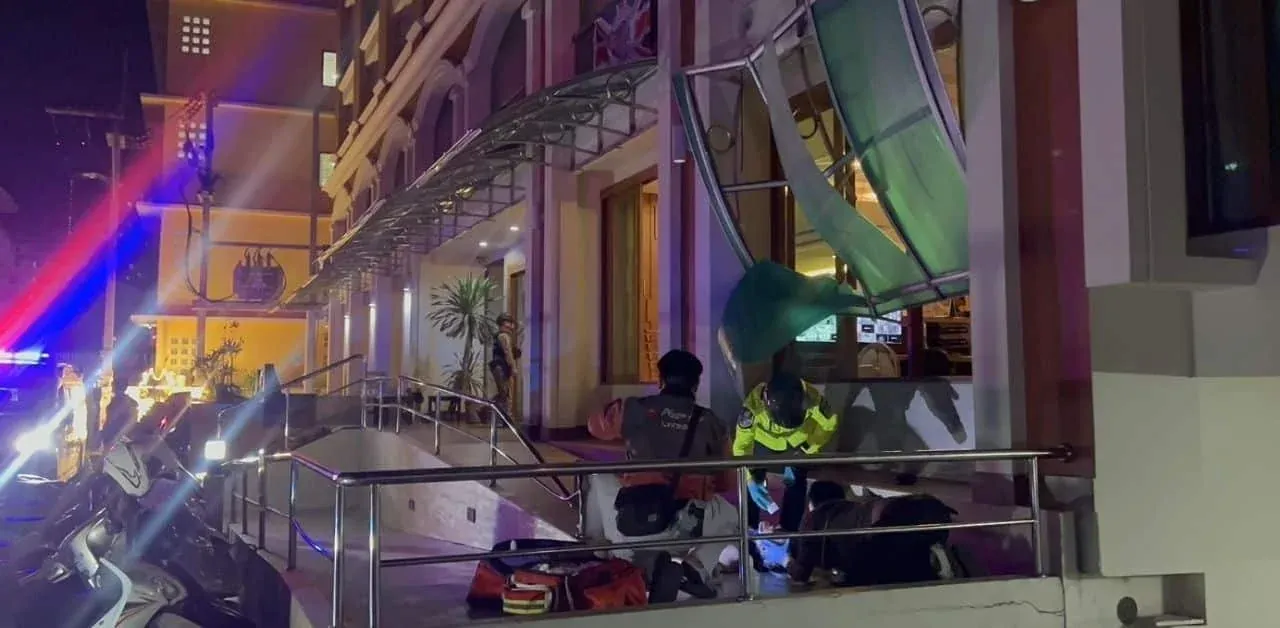 파타야 호텔 추락 현장