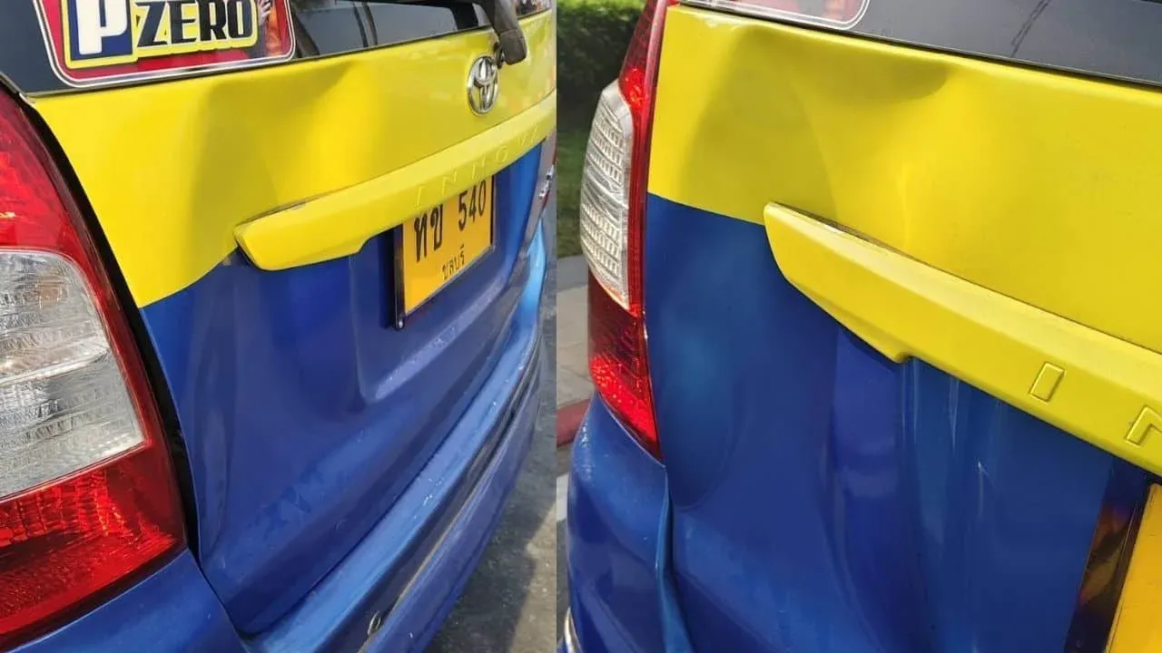 외국인들에게 배상을 요구하는 택시 기사