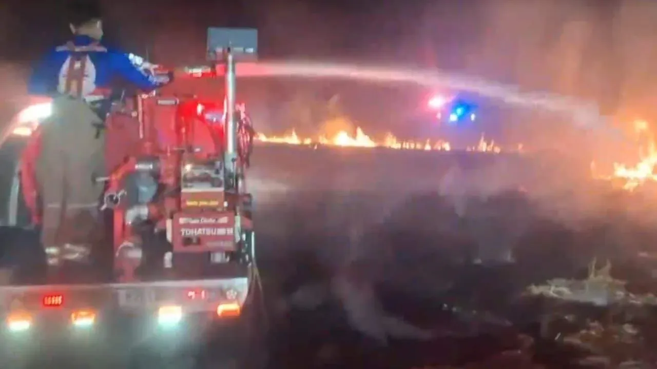 나콘나욕 화재 진압 현장