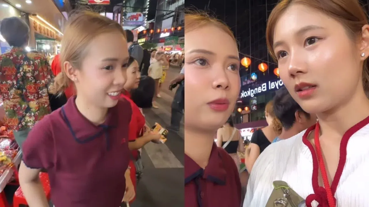 방콕 야오와랏 로드에서 소매치기 피해를 입은 태국 여성