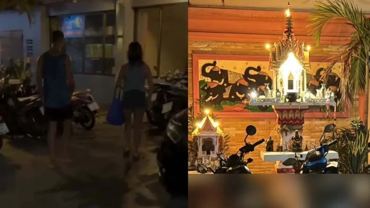 파타야 호텔 사당 근처 외국인 커플 사건 현장