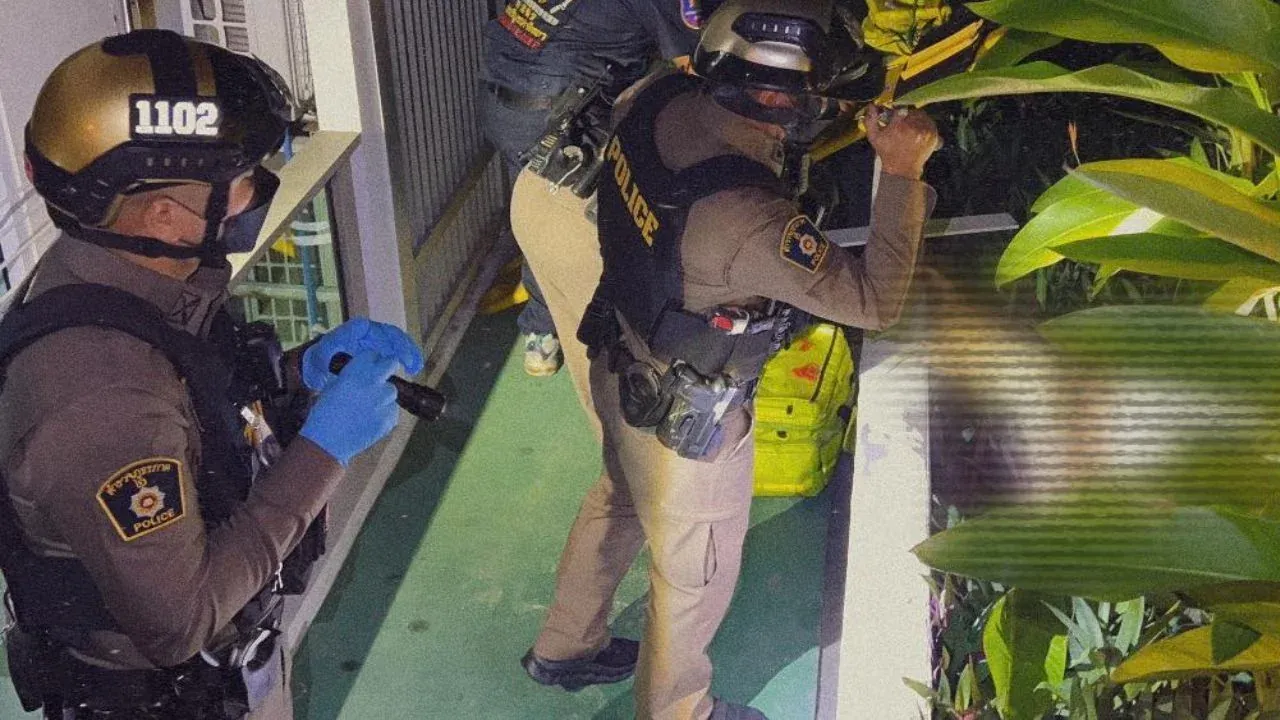 파타야 호텔 추락 사고 현장