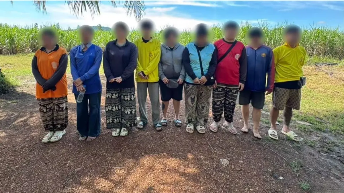 태국 사깡 주에서 불법 국경 통과로 체포된 태국인들