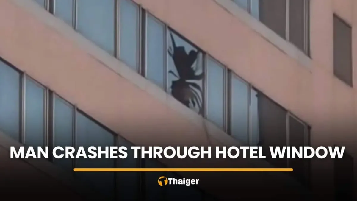 태국 우돈타니 호텔 11층 유리창 충돌 추락 사고, 50대 남성 중상