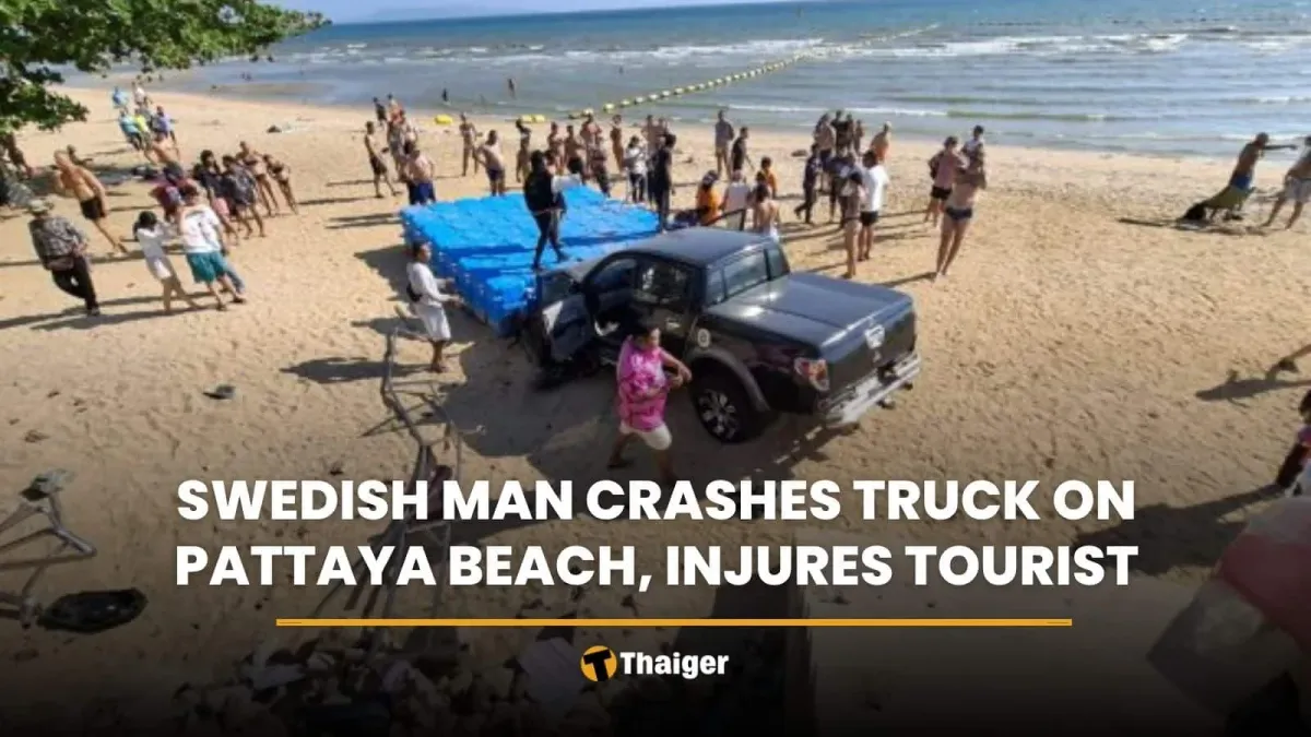 파타야 해변 돌진 사고: 스웨덴 남성 트럭 추락, 관광객 부상