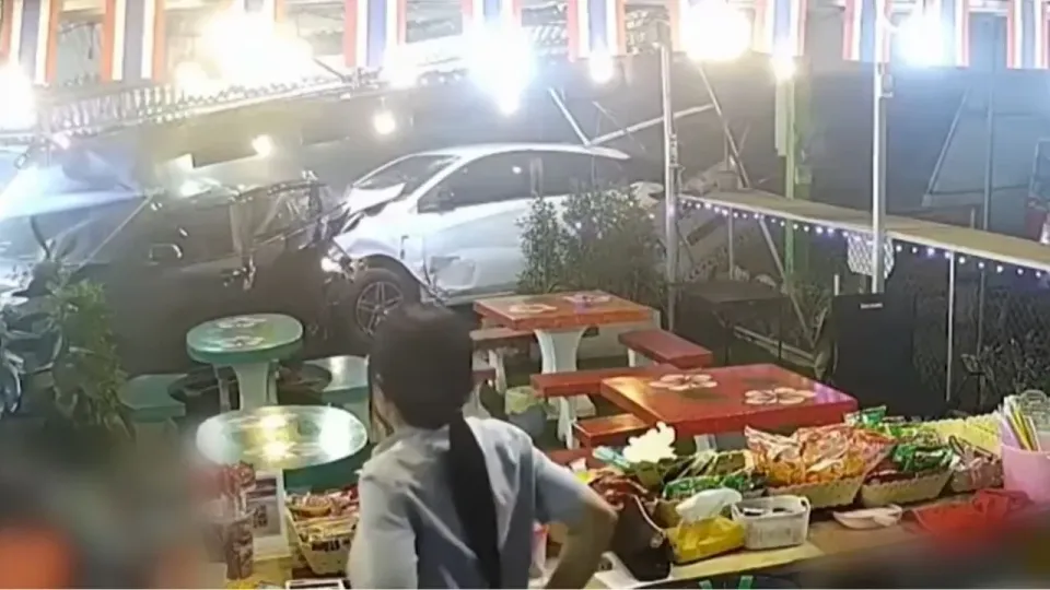 라용에서 외국인 운전자, 차량 2대와 음식점 3곳 들이받고 도주