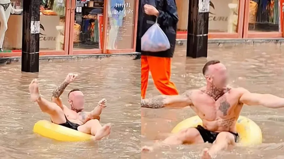 푸켓 홍수에서 튜브 타며 즐긴 외국인, 태국 SNS 화제