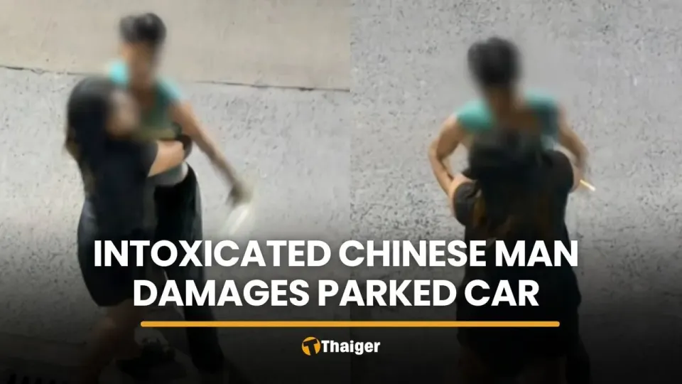 CCTV에 포착된 춘부리 주차 차량 파손 중국인 남성