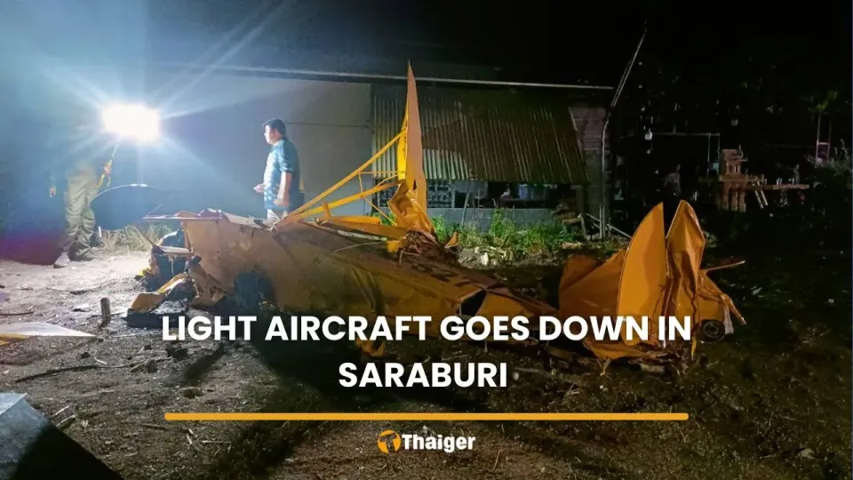 사라부리 경비행기 추락, 75세 조종사 도로변 가게 인근서 부상